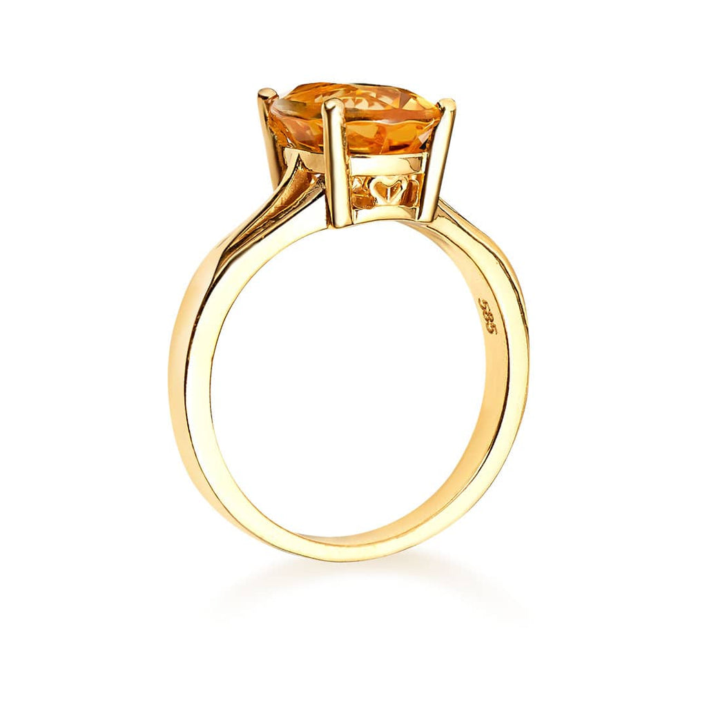 Nhẫn Vàng Đá quý tự nhiên Oval Citrine Ring in 14K Yellow Gold by AME Jewellery