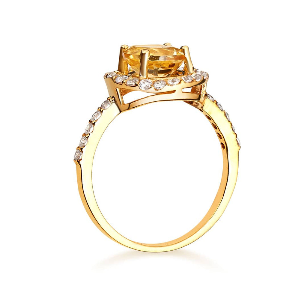 Nhẫn Vàng Đá quý thiên niên Citrine Halo Ring in 14K yellow Gold by AME Jewellery