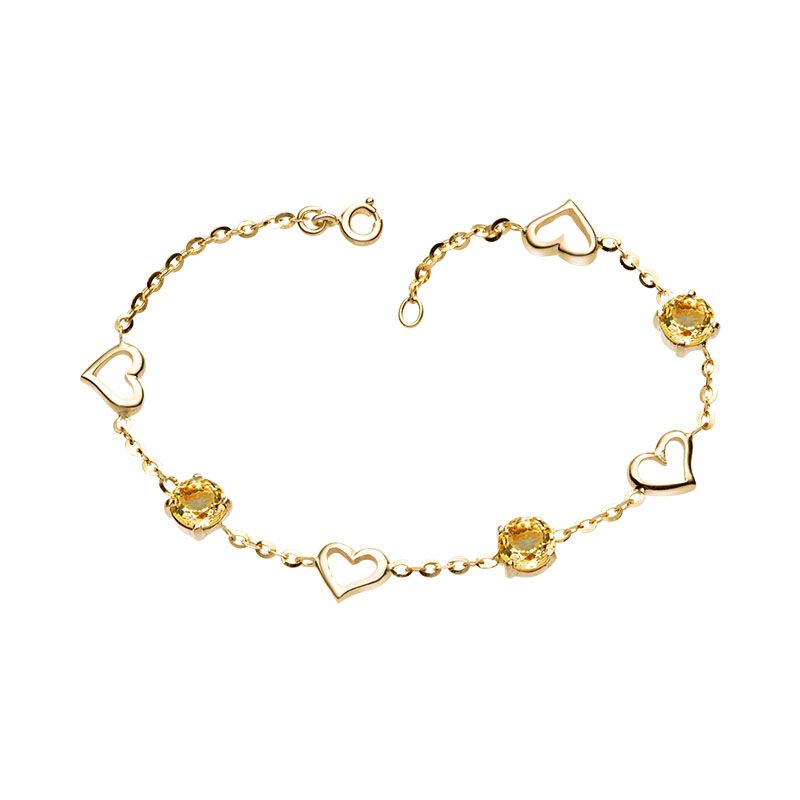 Lắc tay Vàng Đá quý tự nhiên Citrine Heart Bracelet in 14K yellow Gold by AME Jewellery