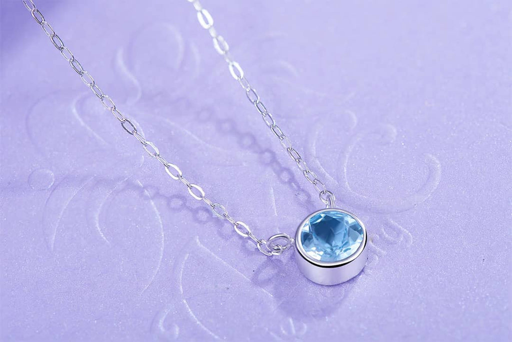 Dây chuyền Đá quý thiên nhiên Swiss Blue Topaz Chain Necklace in Sterling Silver by AME Jewellery