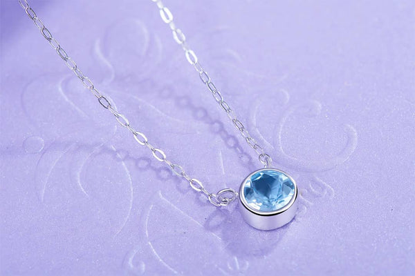Dây chuyền Đá quý thiên nhiên Swiss Blue Topaz Chain  Necklace | AME Jewellery