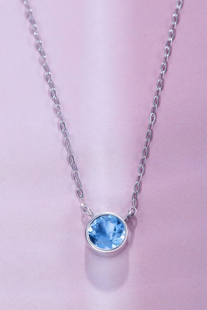 Dây chuyền Đá quý thiên nhiên Swiss Blue Topaz Chain Necklace | AME Jewellery