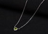 Natural Heart-cut Peridot Solitaire Chain Necklace in Sterling Silver - AME Jewellery