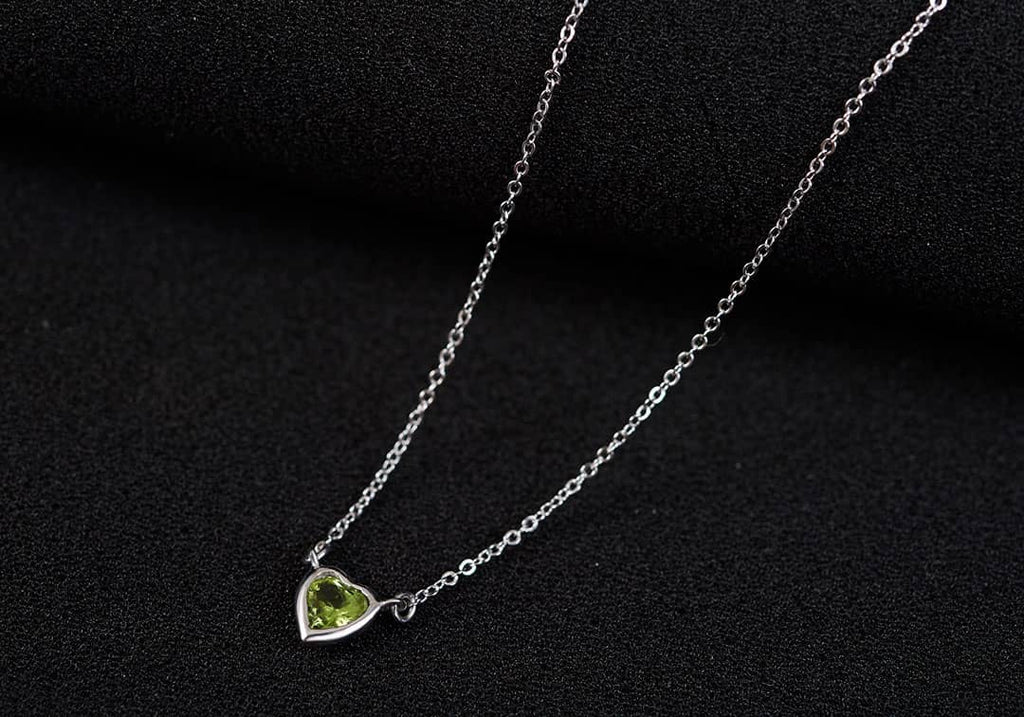 Dây chuyền Đá quý thiên nhiên Natural Peridot Solitaire Bezel Chain Necklace | AME Jewellery