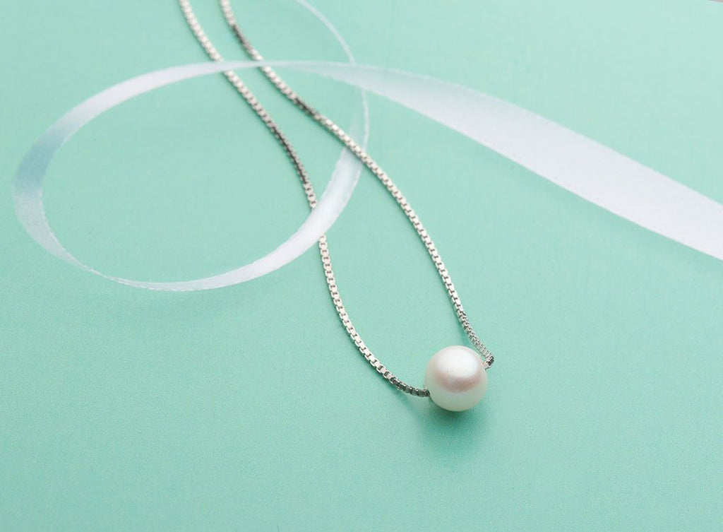 Dây chuyền Ngọc trai trắng Single Pearl Necklace in Sterling Silver by AME Jewellery