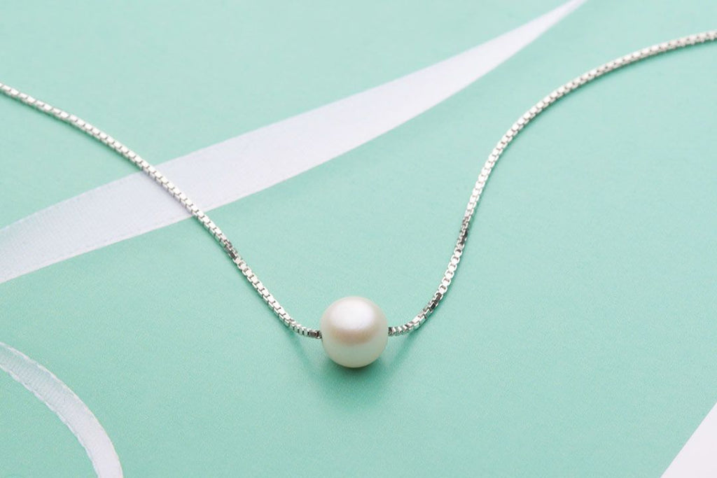 Dây chuyền Ngọc trai trắng Single Pearl Necklace in Sterling Silver by AME Jewellery