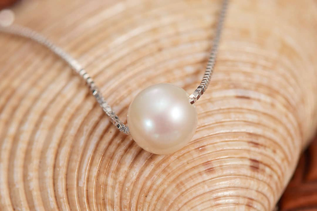 Dây chuyền Ngọc trai trắng Single Pearl Necklace in Sterling Silver by AME Jewellery