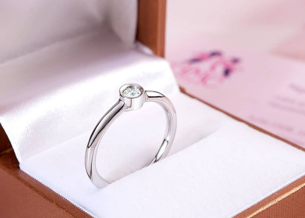 Nhẫn Kim cương | Natural Diamond White Gold Bezel Ring | AME Jewellery
