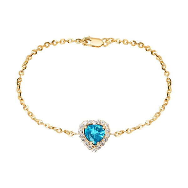 Lắc tay Đá quý Blue Topaz 6mm Vàng 18K cổ điển - AME Jewellery
