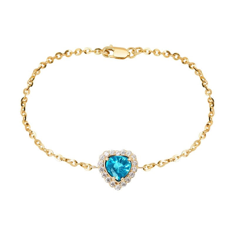 Lắc tay Đá quý Blue Topaz 6mm Vàng 18K cổ điển - AME Jewellery