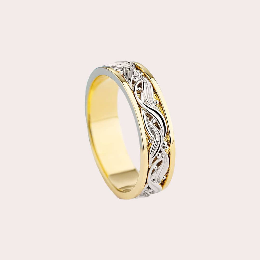 Floral Wedding Ring in 14K White Gold and Yellow Gold | AME Jewellery