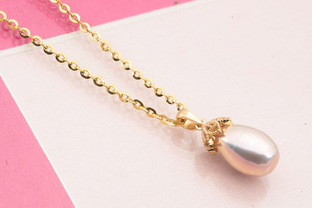 Mặt dây chuyền Vàng 14K Ngọc trai Lavender Pear Freshwater Pearl Gold Pendant Necklace by AME Jewellery