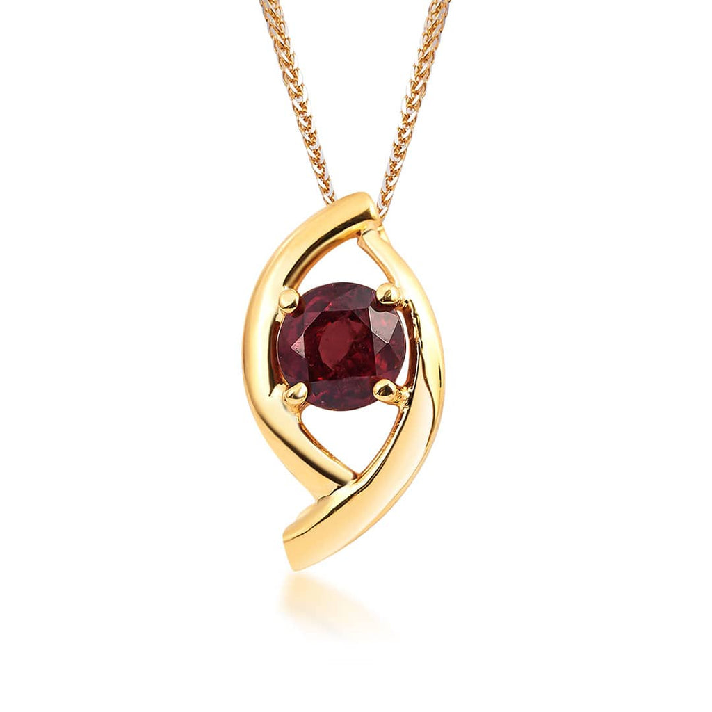 Mặt dây Vàng Đá quý thiên nhiên Red Garnet Pendant Necklace in 14K Yellow Gold by AME Jewellery