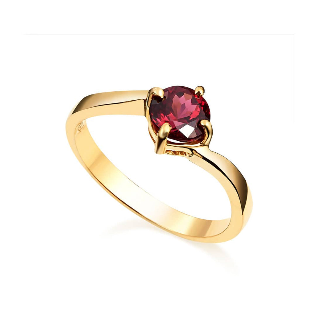 Nhẫn nữ Vàng Đá quý thiên nhiên Red Garnet Twist Ring in 14K Yellow Gold by AME Jewellery