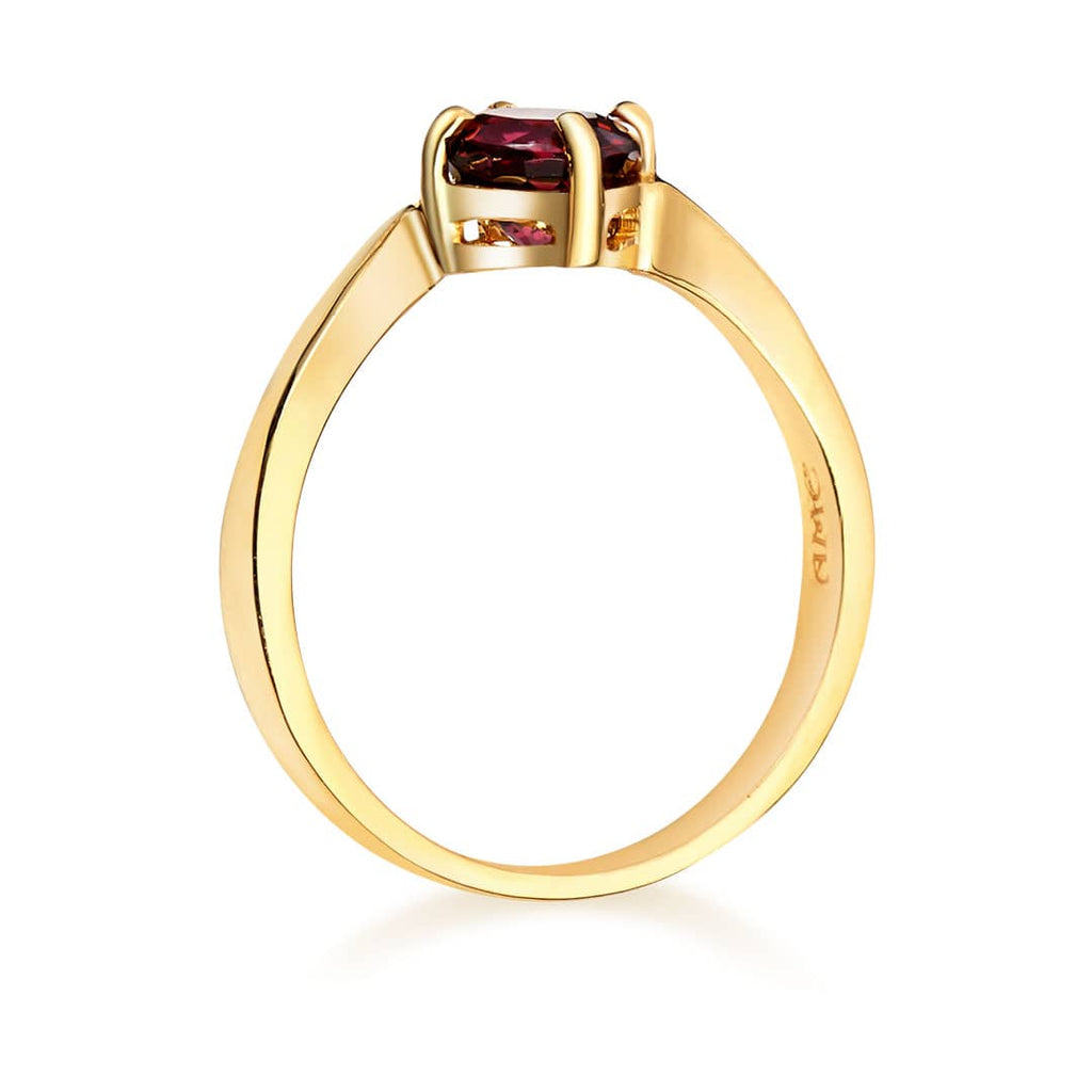 Nhẫn nữ Vàng Đá quý thiên nhiên Red Garnet Twist Ring in 14K Yellow Gold by AME Jewellery