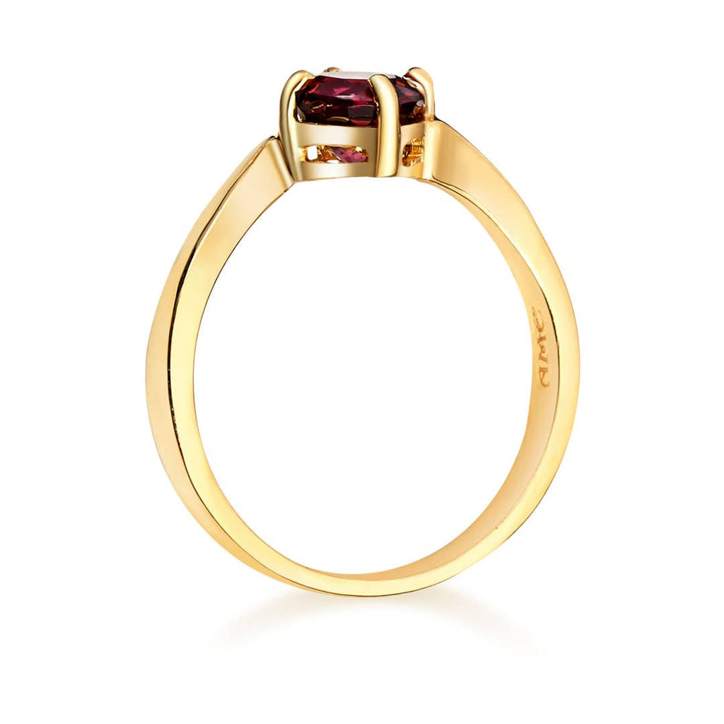 Nhẫn nữ Vàng 14K Đá quý thiên nhiên Garnet Twist Ring in 14K Yellow Gold by AME Jewellery