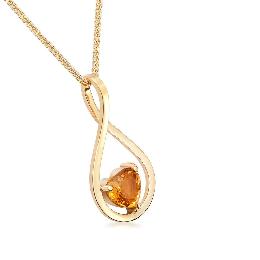 Mặt dây chuyền Vàng Đá quý tự nhiên Heart-cut Citrine Pendant Necklace in 14K Yellow Gold by AME Jewellery