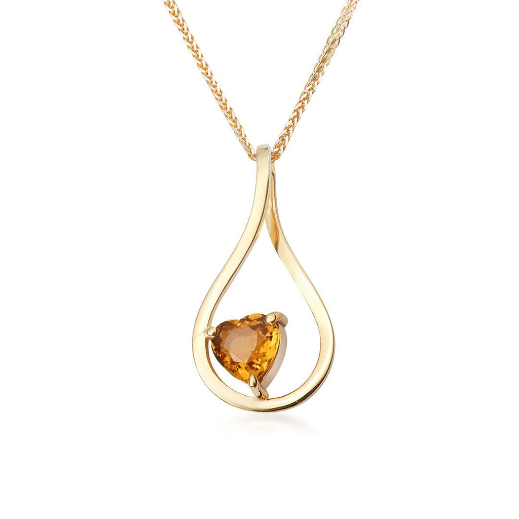 Mặt dây chuyền Vàng Đá quý tự nhiên Heart-cut Citrine Pendant Necklace in 14K Yellow Gold by AME Jewellery