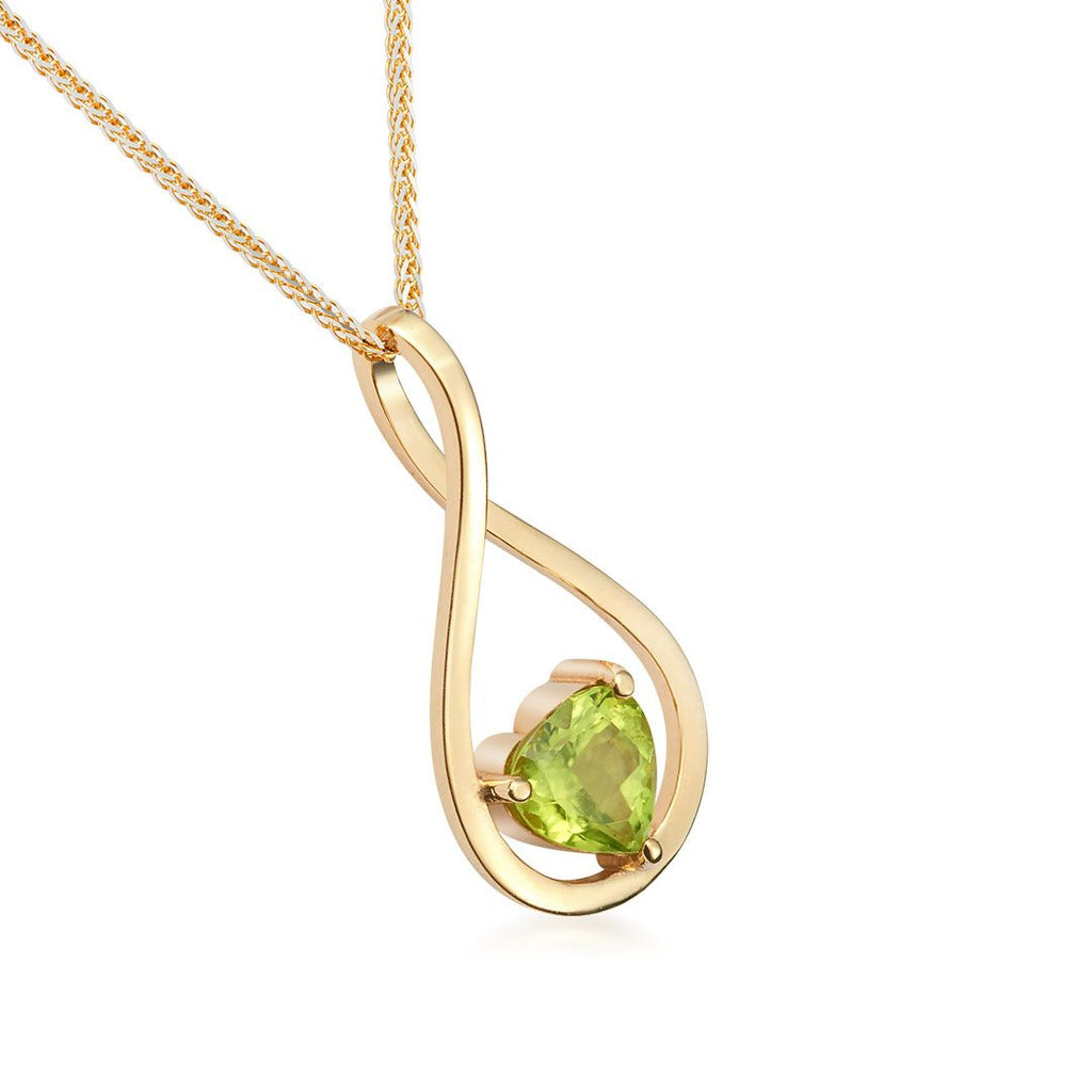 Mặt dây chuyền Vàng Đá qusy tự nhiên Heart-cut Peridot Pendant Necklace in 14K Yellow Gold by AME Jewellery