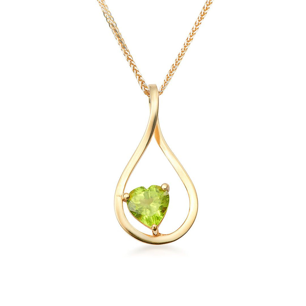 Mặt dây chuyền Vàng Đá qusy tự nhiên Heart-cut Peridot Pendant Necklace in 14K Yellow Gold by AME Jewellery