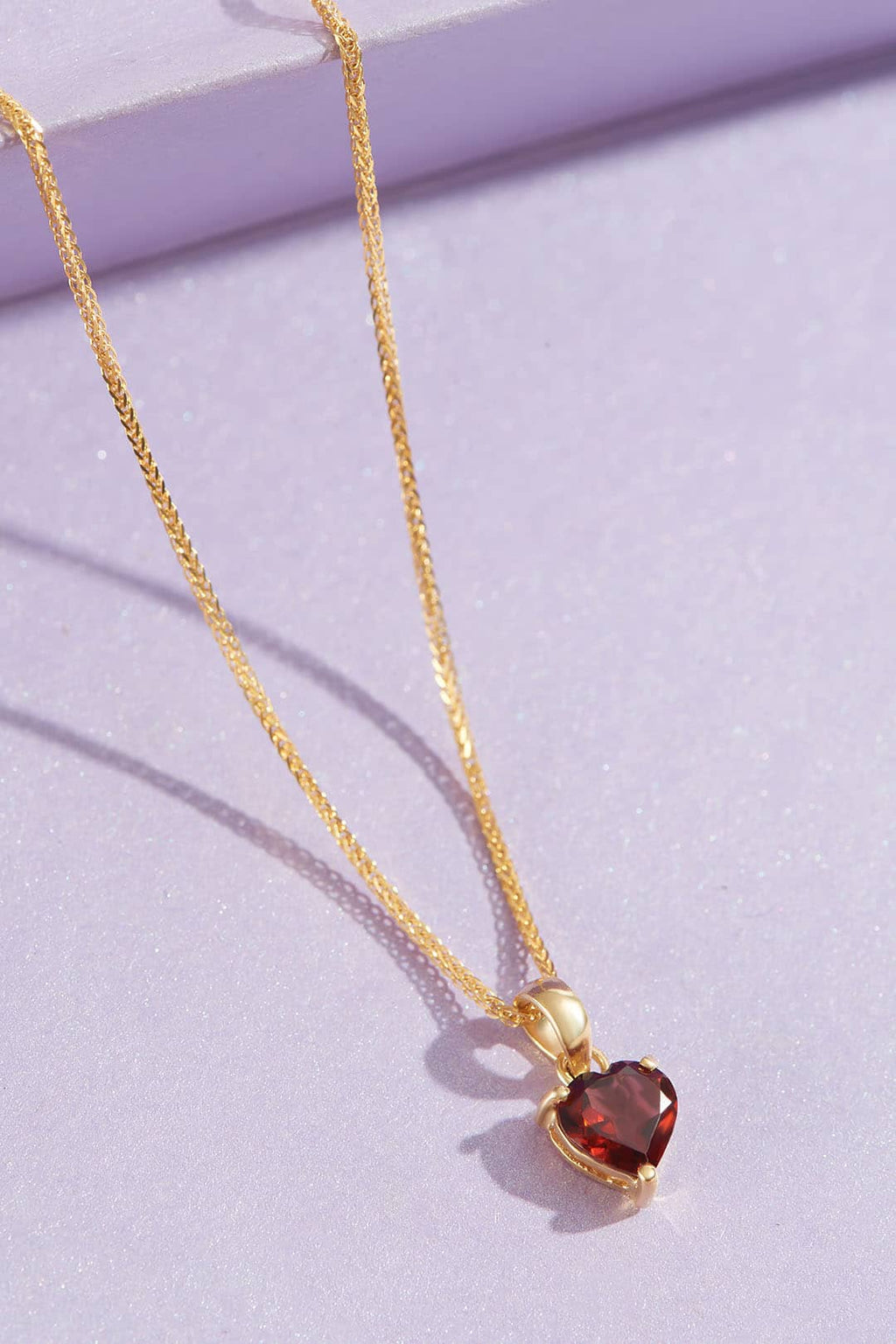 Mặt dây Trái tim Vàng Đá quý thiên nhiên Natural Heart-cut Red Garnet Pendant in 14K Yellow Gold by AME Jewellery