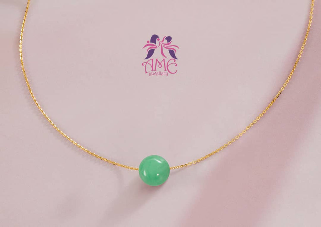 Dây chuyền Vàng 14K Đá quý Cẩm thạch Jadeite Jade Bead Gold Chain Necklace | AME Jewellery