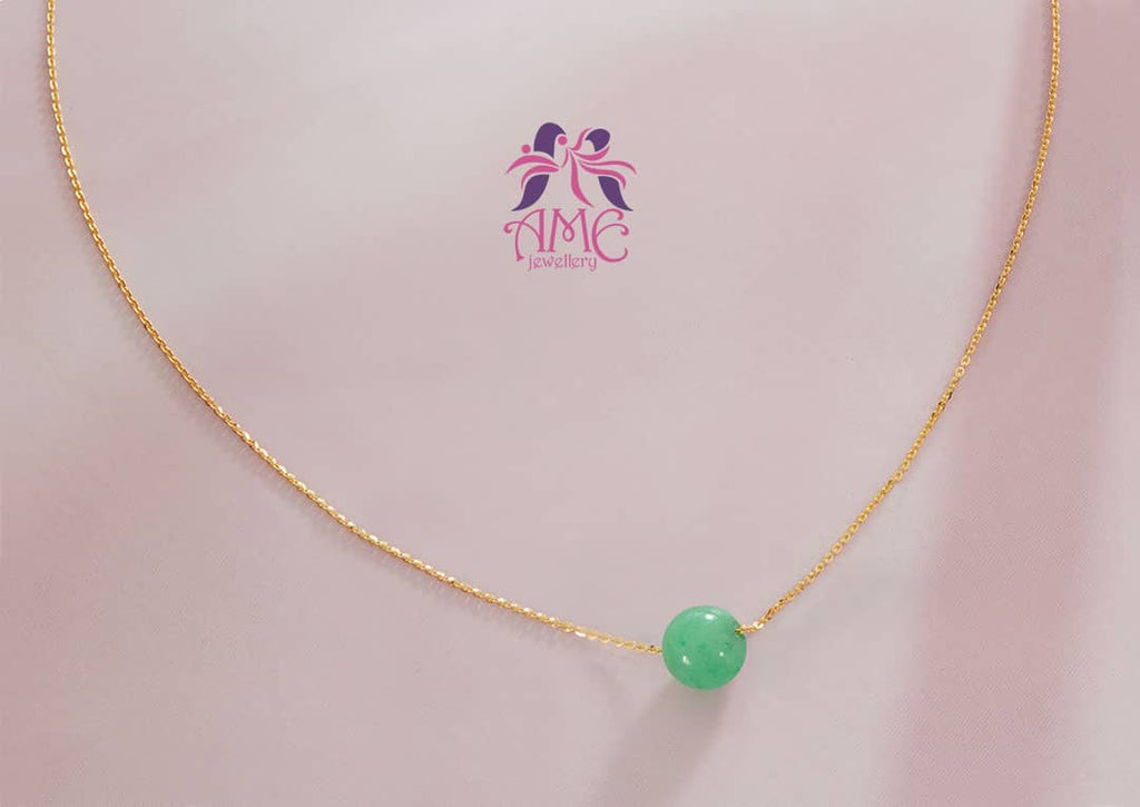 Dây chuyền Vàng 14K Đá quý Cẩm thạch Jadeite Jade Bead Gold Chain Necklace | AME Jewellery