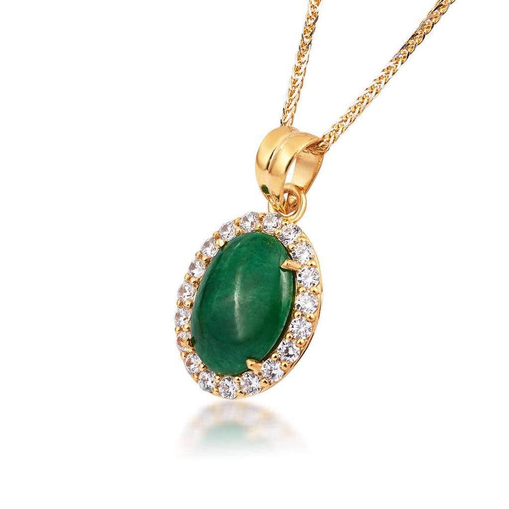 Mặt dây Vàng 14K Đá quý thiên nhiên Cẩm thạch Myanmar Jadeite Jade Pendant Necklace in 14K yellow Gold by AME Jewellery