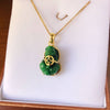 Mặt dây Vàng 14K Tỳ hưu đá Cẩm thạch thiên nhiên | Myanmar Carved Pixiu Jadeite Jade Gold Pendant | AME Jewellery Jewellery