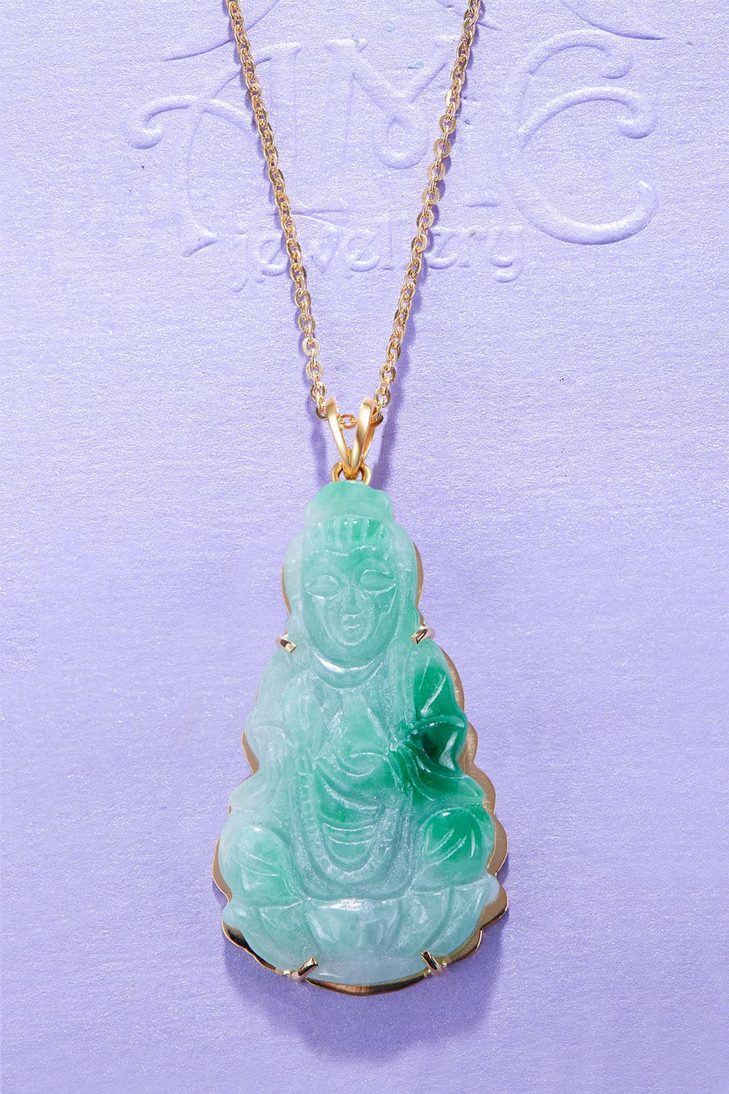 Mặt dây Vàng 14K Phật Bà Cẩm thạch Jadeite Jade Gold Pendant | AME Jewellery