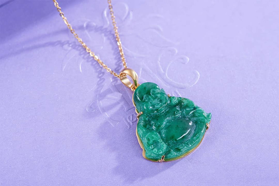 Jade and gold hot sale buddha necklace