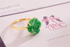 Nhẫn Hoa hồng Vàng 14K đá Cẩm thạch thiên nhiên | Jadeite Jade Rose Flower Gold Ring | AME Jewellery