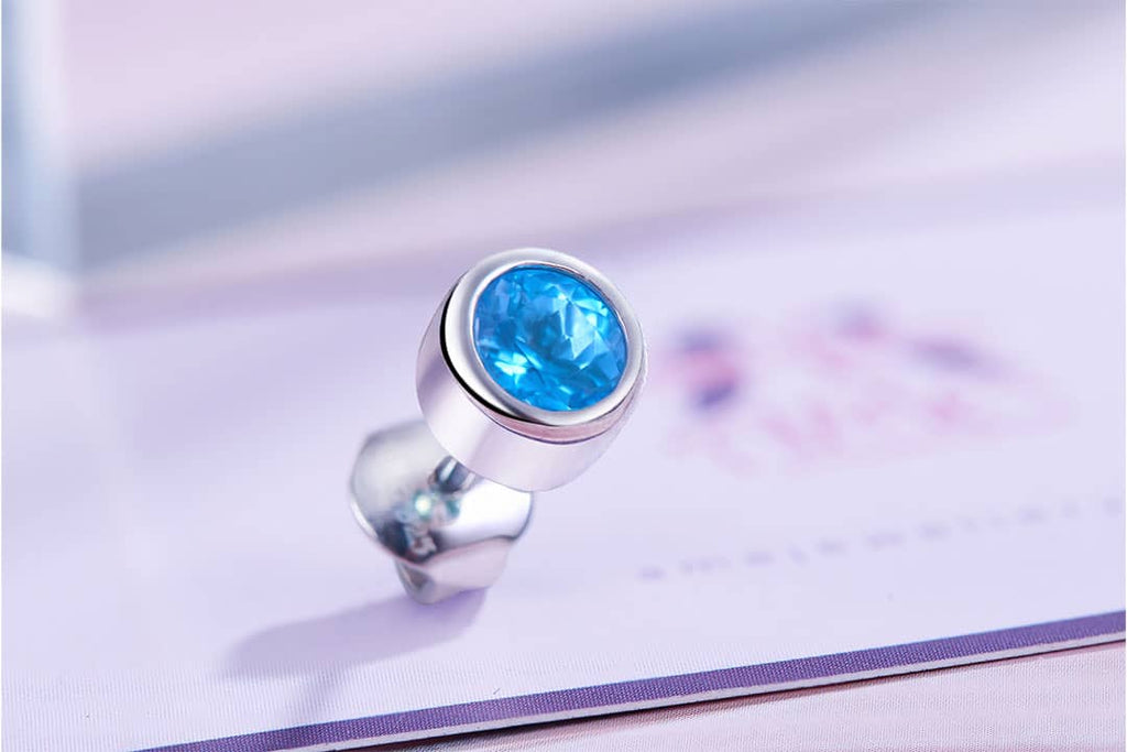 Khuyên tai Nam Đá quý tự nhiên Blue Topaz Men's Earring in Sterling Silver by AME Jewellery