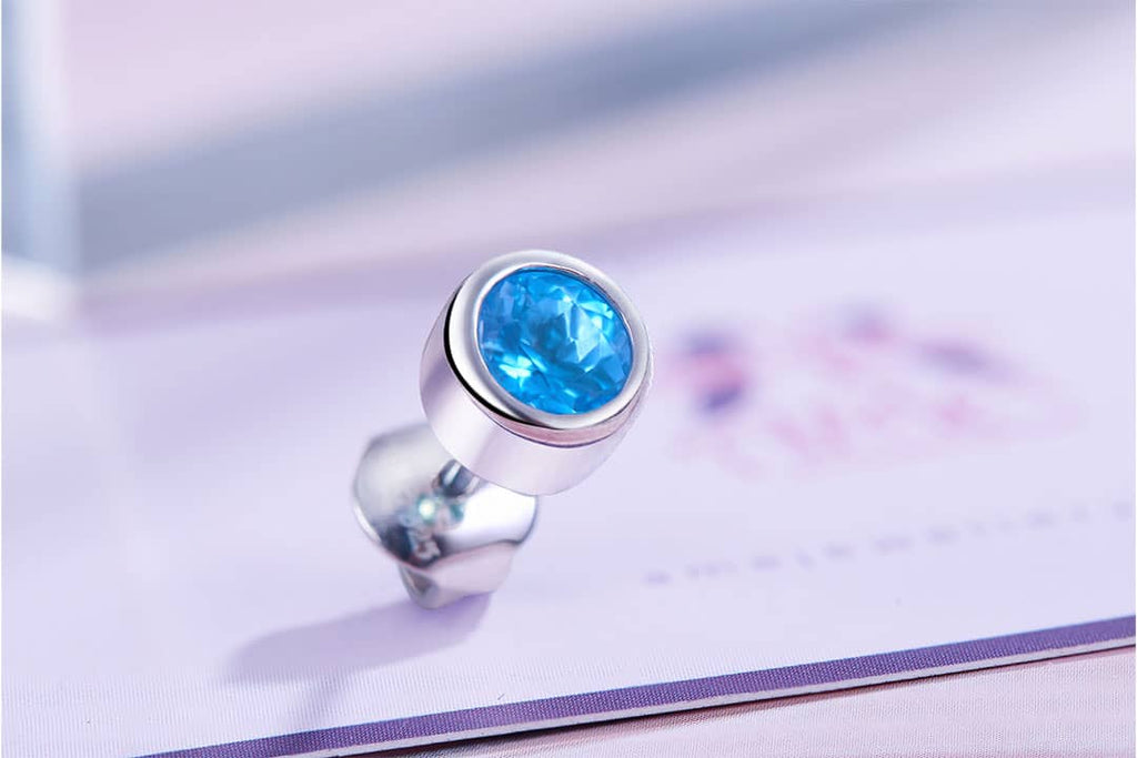 Khuyên tai Nam Đá quý tự nhiên Blue Topaz Earring for Men | AME Jewellery