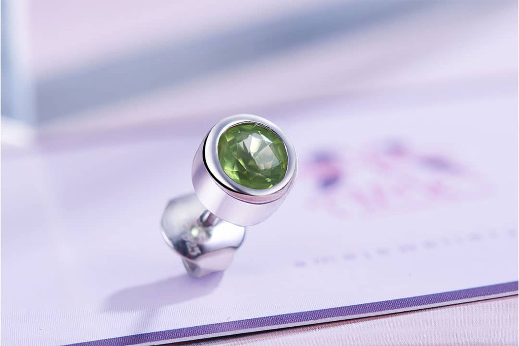 Khuyên tai Nam Bạc cao cấp Đá quý tự nhiên Peridot Men's Earring in Sterling Silver by AME Jewellery