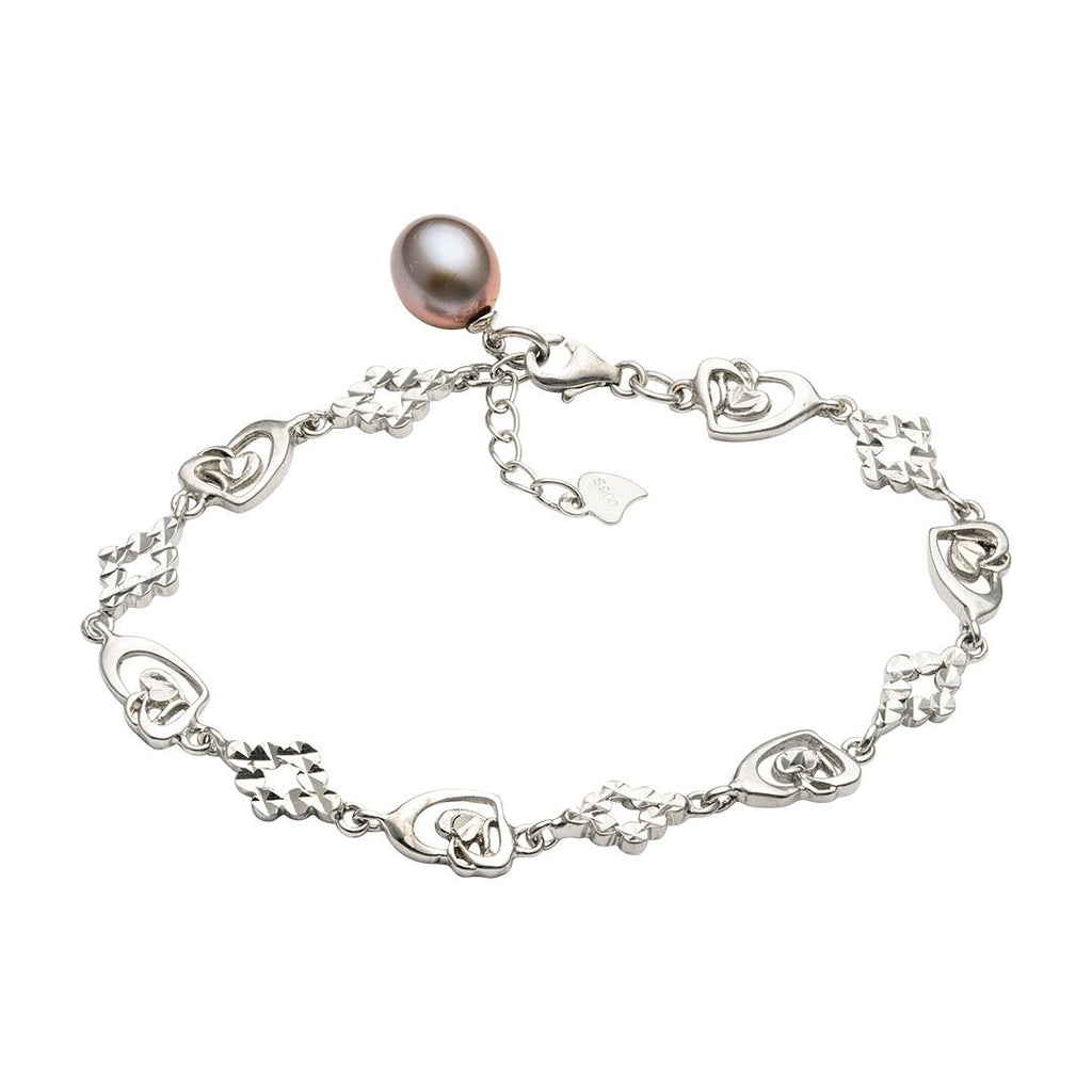 Lắc tay tim Ngọc trai Aubergine Pear Pearl Heart Bracelet by AME Jewellery