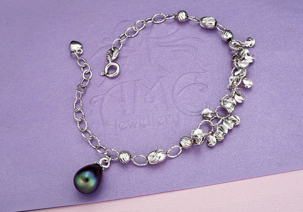 Lắc tay Ngọc trai giọt Peacock Green Pear Freshwater Pearl Bracelet by AME Jewellery