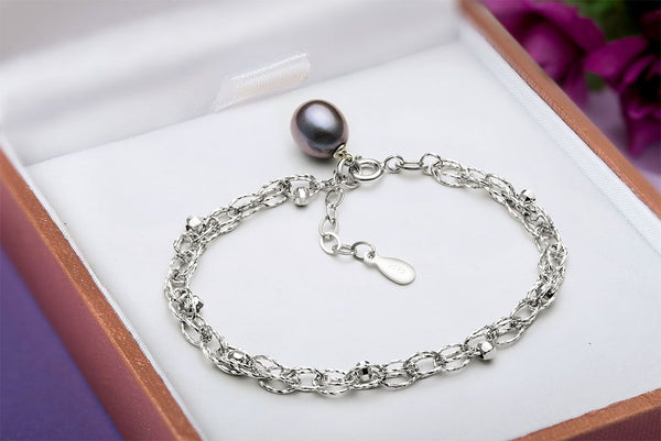 Lắc tay Ngọc trai Aubergine Freshwater Pearl Spiga Chain Bracelet by AME Jewellery