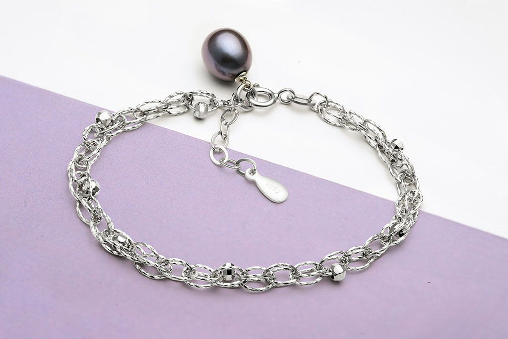 Lắc tay Ngọc trai Aubergine Freshwater Pearl Spiga Chain Bracelet by AME Jewellery