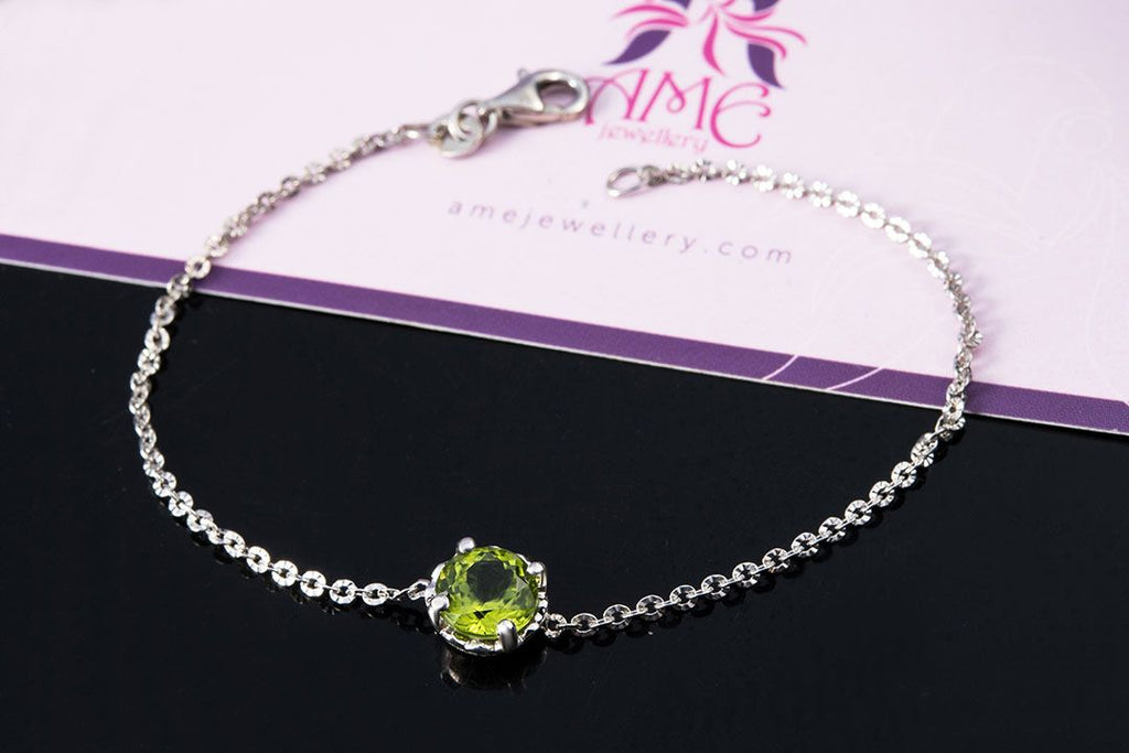 Lắc tay Đá quý thiên nhiên Peridot Bracelet in Sterling Silver by AME Jewellery