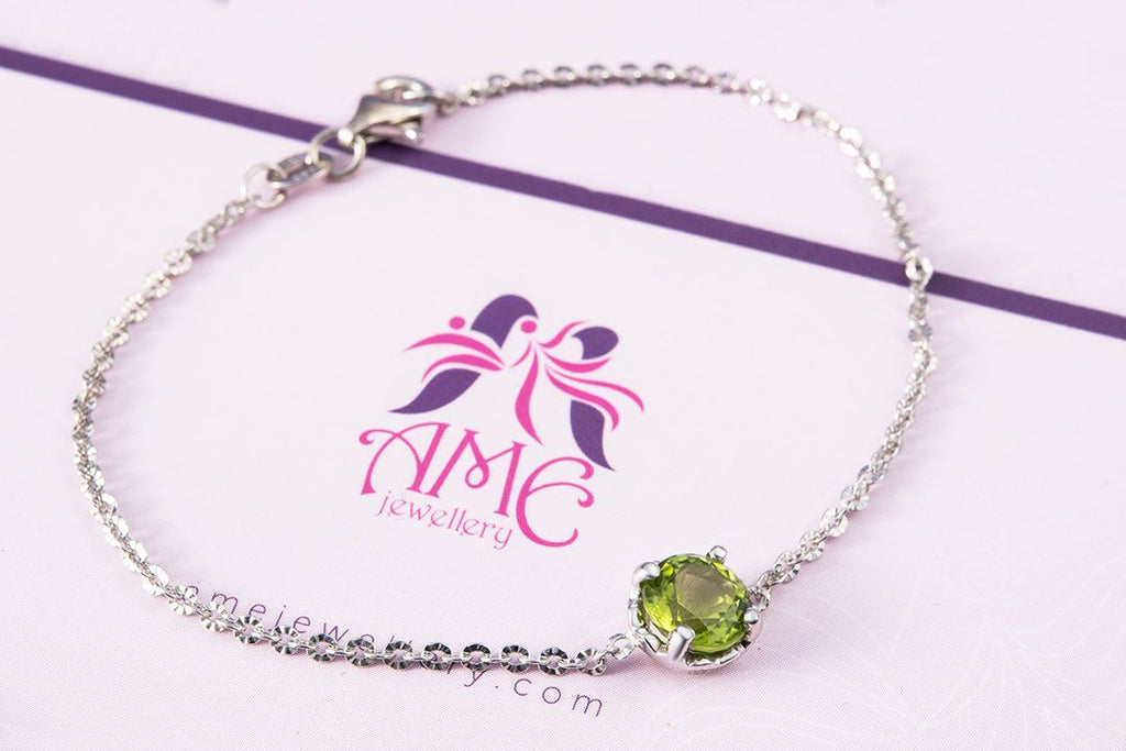 Lắc tay Đá quý thiên nhiên Peridot Bracelet in Sterling Silver by AME Jewellery