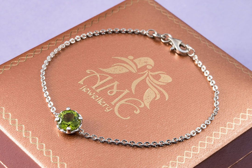 Lắc tay Đá quý thiên nhiên Peridot Bracelet in Sterling Silver by AME Jewellery