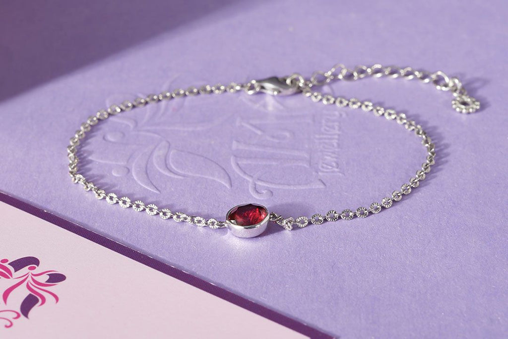 Lắc tay Đá quý thiên nhiên Red Garnet Bracelet in Sterling Silver by AME Jewellery