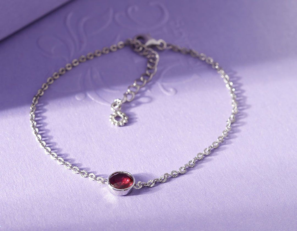 Lắc tay Đá quý thiên nhiên Red Garnet Bracelet in Sterling Silver by AME Jewellery