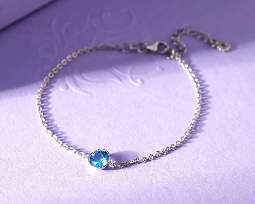 Lắc tay Đá quý thiên nhiên Blue Topaz Bracelet in Sterling Silver by AME Jewellery