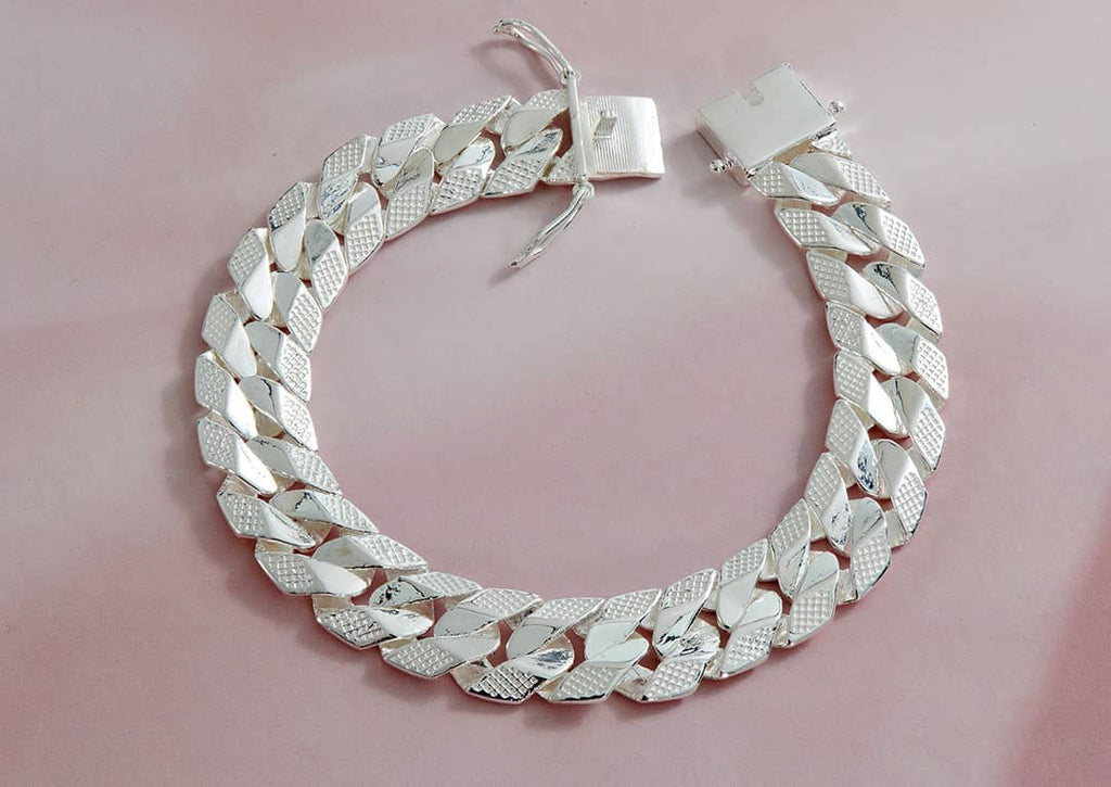 Lắc tay Nam Bạc cao cấp | Men's Cuban Silver Bracelet | AME Jewellery