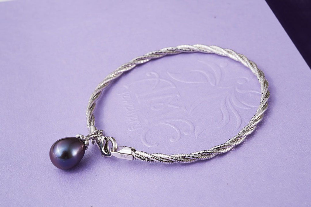 Lắc tay Ngọc trai nước ngọt Aubergine Teardrop Freshwater Pearl Bracelet by AME Jewellery