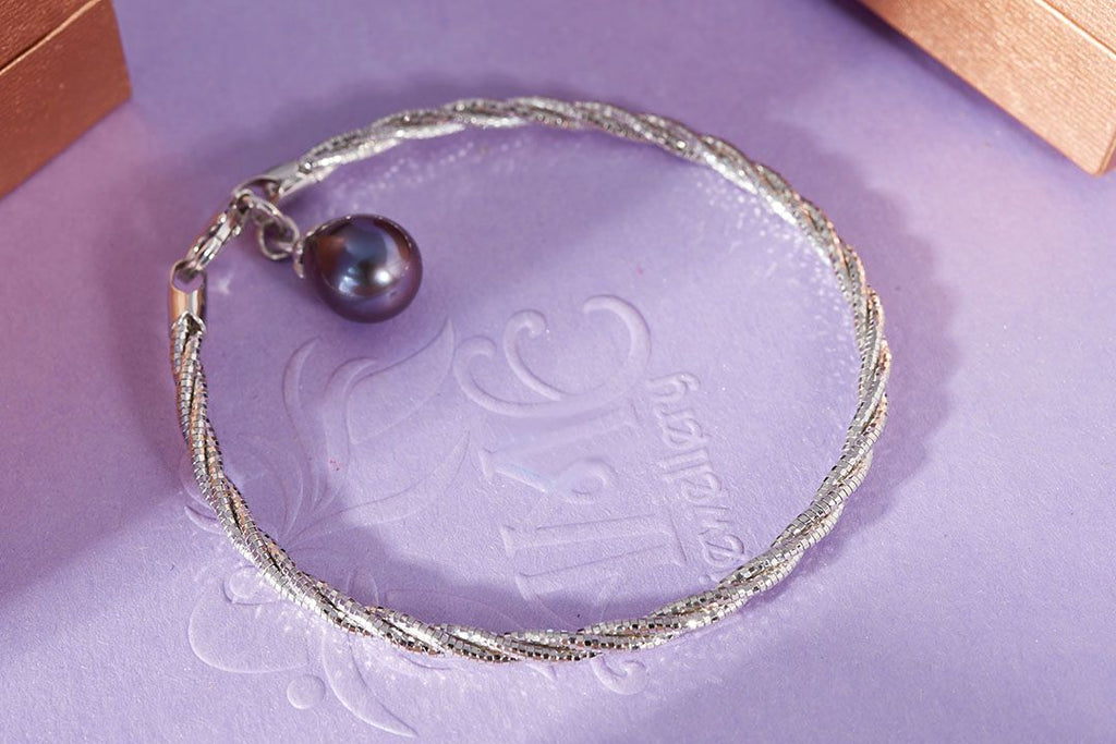 Lắc tay Ngọc trai nước ngọt Aubergine Teardrop Freshwater Pearl Bracelet by AME Jewellery