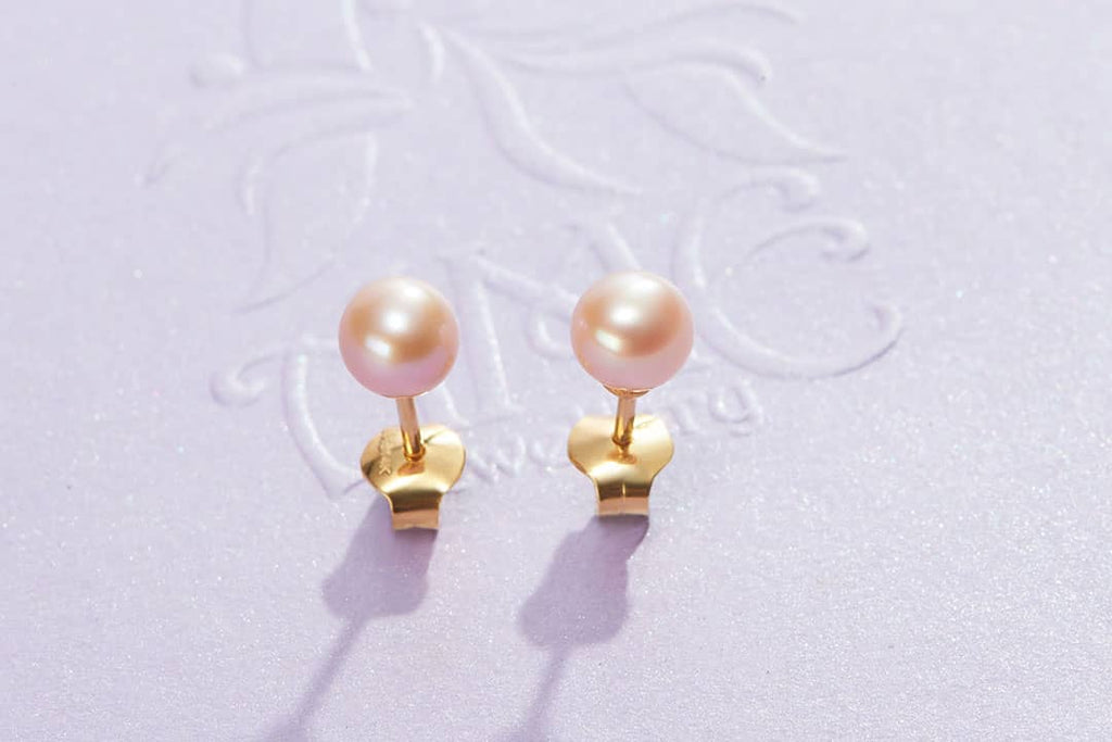 Bông tai Ngọc trai Lavender Freshwater Cultured Pearl Earrings 14K Yellow Gold | AME Jewellery