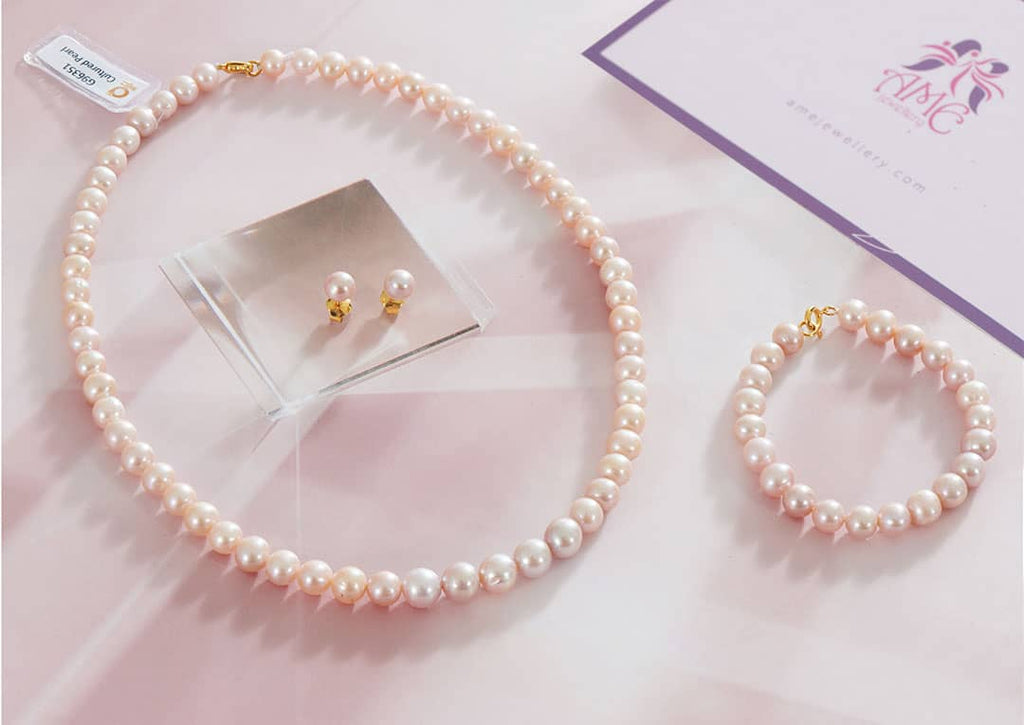 Bộ Trang sức Chuỗi Ngọc trai Lavender Freshwater Pearl Strand Jewelry | AME Jewellery